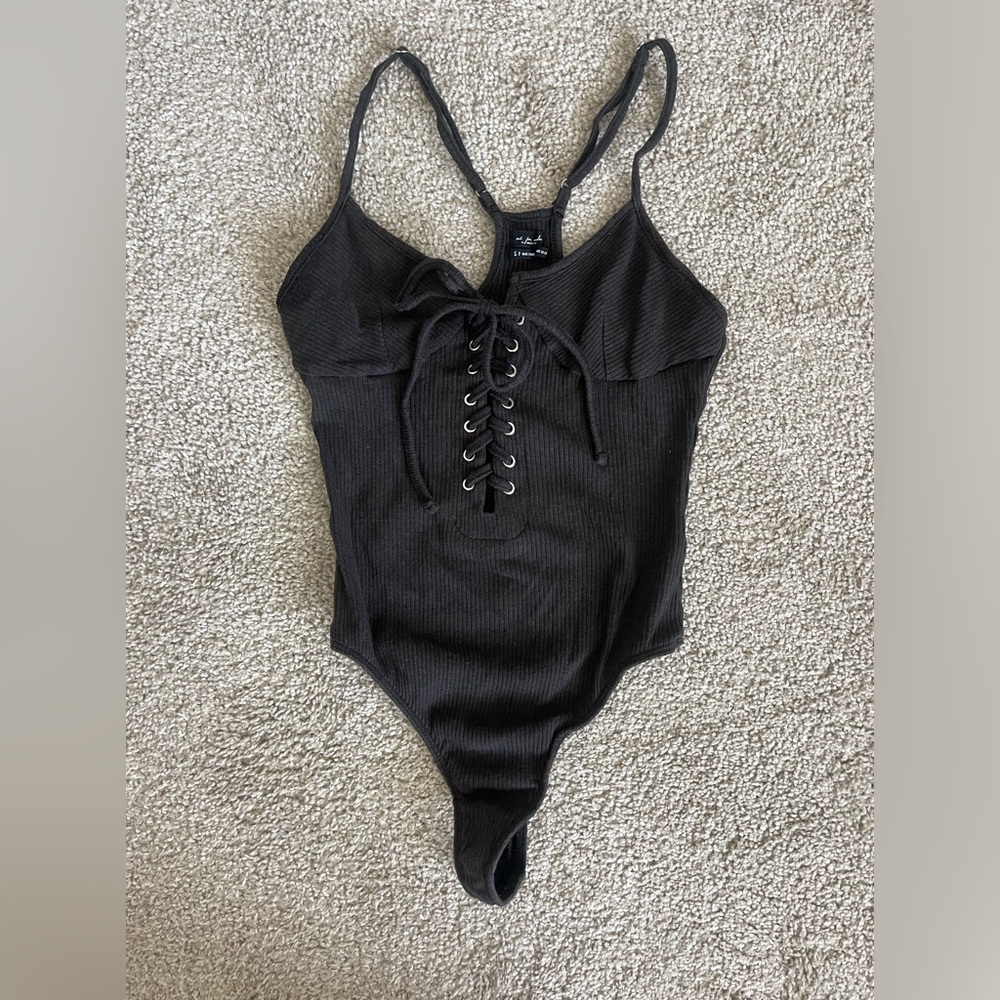 Urban Outfitters Black Lace Up Bodysuit